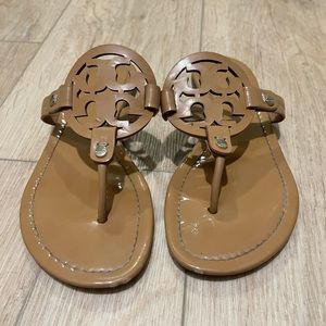 Tory Burch Tan Patent Miller Sandals